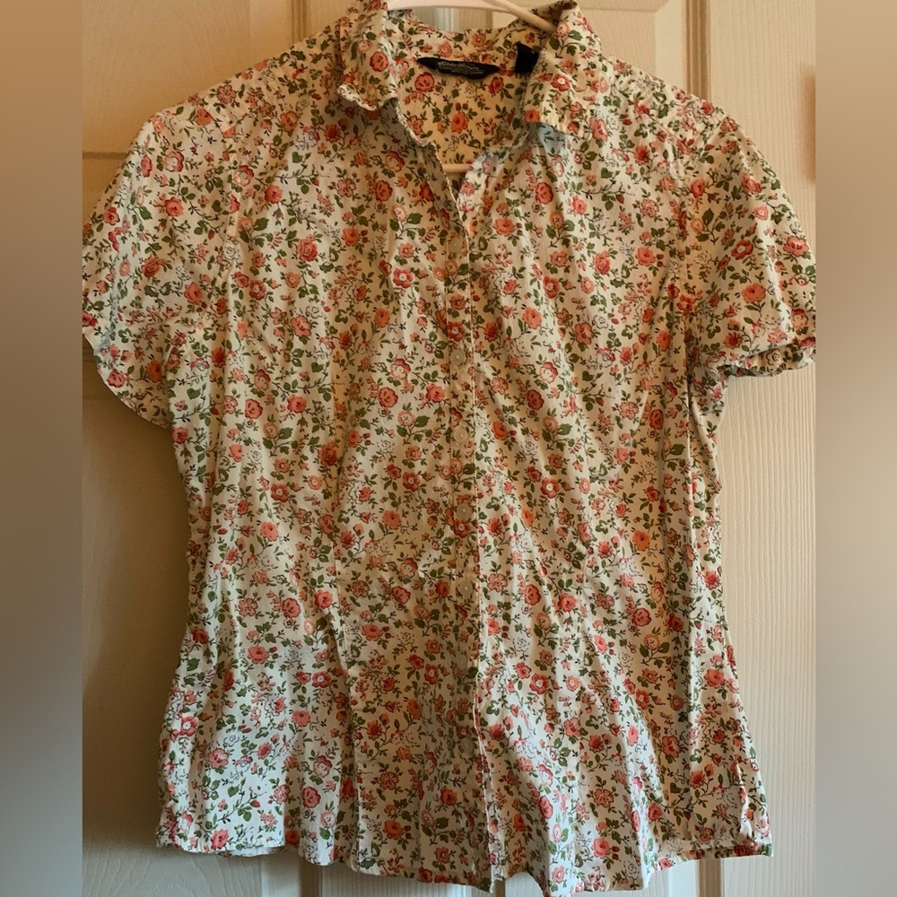 Eddie Bauer Medium Button Down Flowery Shirt